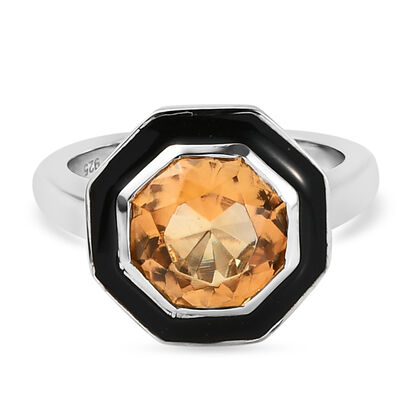 Citrin Ring, 925 Silber platiniert (Größe 19.00) ca. 2.61 ct