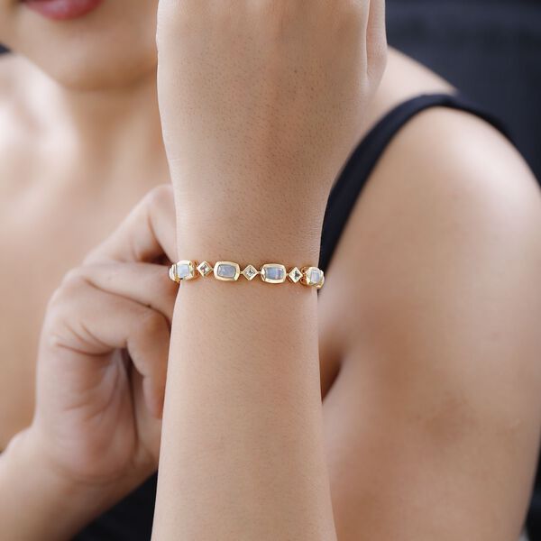 AA nat&uuml;rliches, &auml;thiopisches Welo Opal und wei&szlig;es Topas-Armband, 20cm - 5,34 ct. image number 3