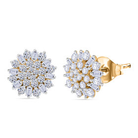LUXURIANT DIAMOND- SGL zertifizierte VS-EF Labor Diamant Ohrringe, 925 Silber Gelbgold Vermeil - 1 ct.
