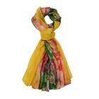 LA MAREY - 100% Maulbeeren-Seidenschal, Chiffon, 110x180 cm, grün und gelb