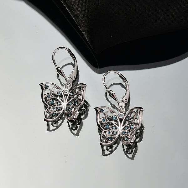 D'Joy Blauer Diamant Ohrringe 925 Silber rhodiniert ca. 0,26 ct. image number 1