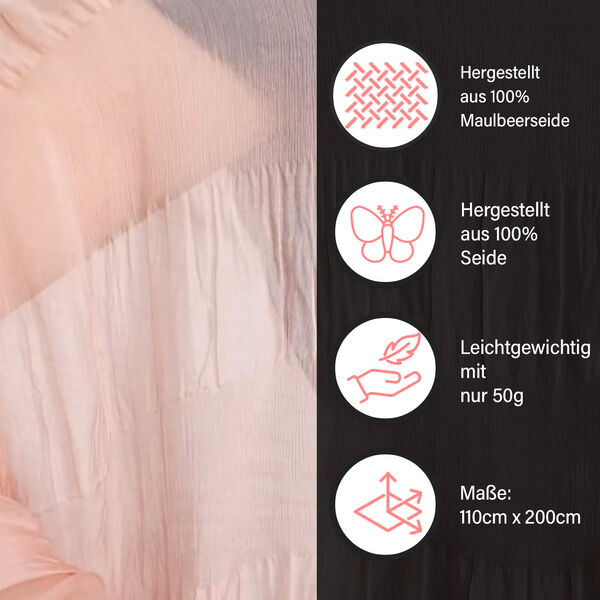 LA MAREY – 100% Maulbeer-Seidenschal Chiffon, 60x170cm, rosa image number 3