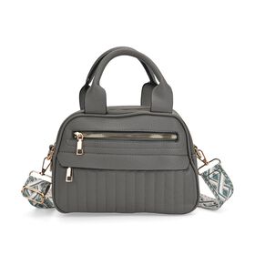 Crossbody-Tasche mit Mehrfachfächern, Kunstleder, 25 x 9 x 18 cm, Grau