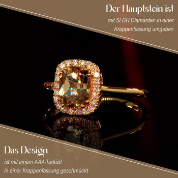 ILIANA AAA Turkizit und SI GH Diamant-Ring in 750 Gelbgold - 2,65 ct.