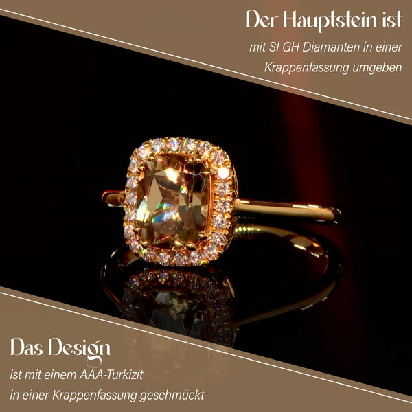 ILIANA AAA Turkizit und SI GH Diamant-Ring in 750 Gelbgold - 2,65 ct. image number 3