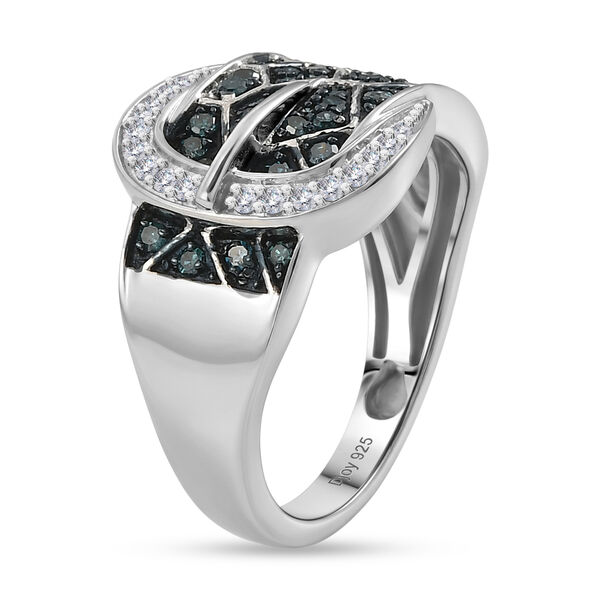 D'Joy Blauer Diamant Ring 925 Silber Rhodiniert (Gr&ouml;&szlig;e 17.00) image number 4