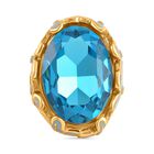 Blauer Kristall Ring, Reiner Edelstahl emailliert (Größe 17.00) image number 3