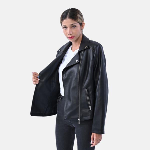 LA MAREY: Jacke aus Kunstleder, Schwarz  image number 3