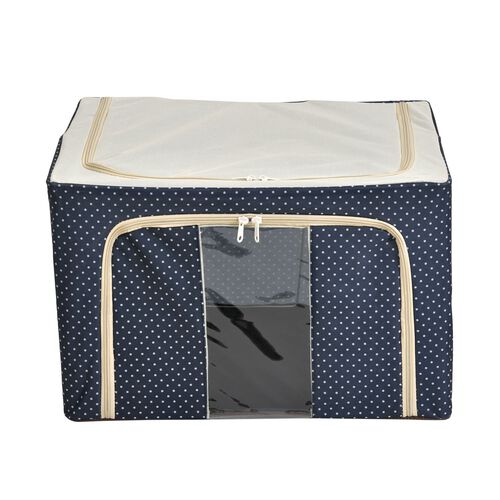 66L Aufbewahrungsbox mit Metallrahmen, Stapel- und faltbar, 50x40x33cm, Blau image number 0