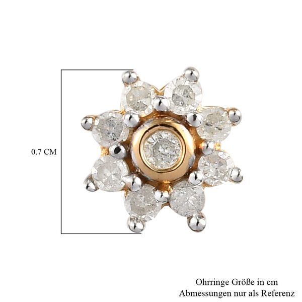 Diamant florale Halo-Ohrstecker in Silber image number 6