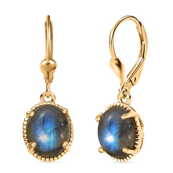 D'Joy AAA Labradorit Ohrringe 925 Silber 750 Gelb Vergoldet ca. 5.29 ct