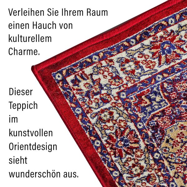 Moderner grauer & mehrfarbiger L&auml;ufer - 950 GSM, Gr&ouml;&szlig;e: 66x180cm, rot image number 5