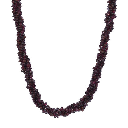 Rote Granat Halskette, ca. 50 cm, 925 Silber rhodiniert ca. 370.00 ct