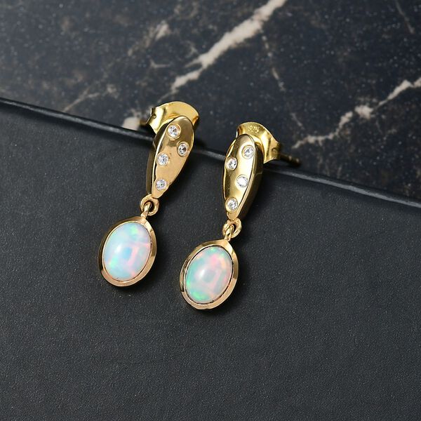 D'Joy AA nat&uuml;rliche, &auml;thiopische Welo Opal und Zirkon Ohrringe - 1,19 ct. image number 2