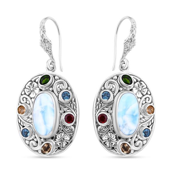 Larimar, Nat&uuml;rlicher Chromdiopsid Ohrringe 925 Silber ca. 10.62 ct