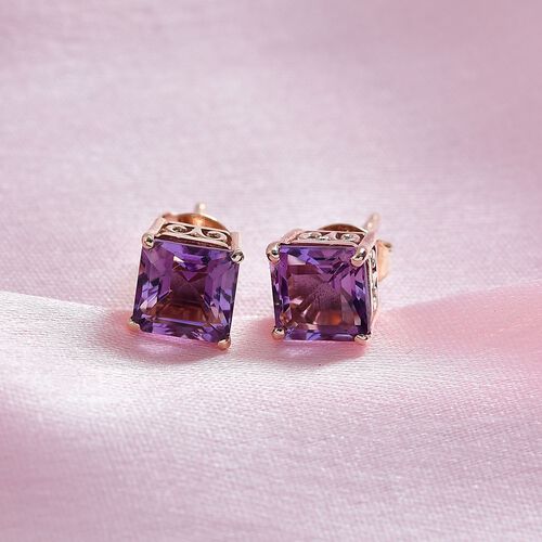 D'Joy AAA Rose De France Amethyst Ohrringe 925 Silber 750 rosévergoldet ca. 3,26 ct. image number 1