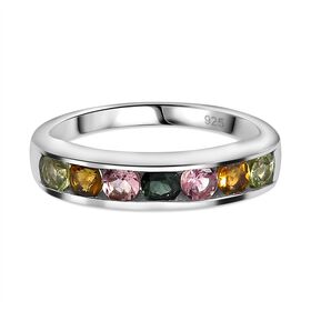 Mehrfarbig Turmalin Ring, 925 Silber platiniert  ca. 0,83 ct