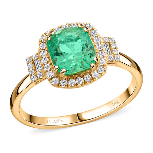 Iliana AAA Kolumbianischer Smaragd, Weißer Diamant Ring 750 Gold (Größe 19.00) ca. 2,00 ct image number 1