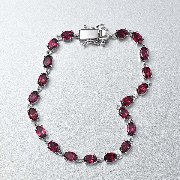Nat&uuml;rlicher Rhodolith Granat Armband ca. 19 cm 925 Silber rhodiniert ca. 11.48 ct image number 2