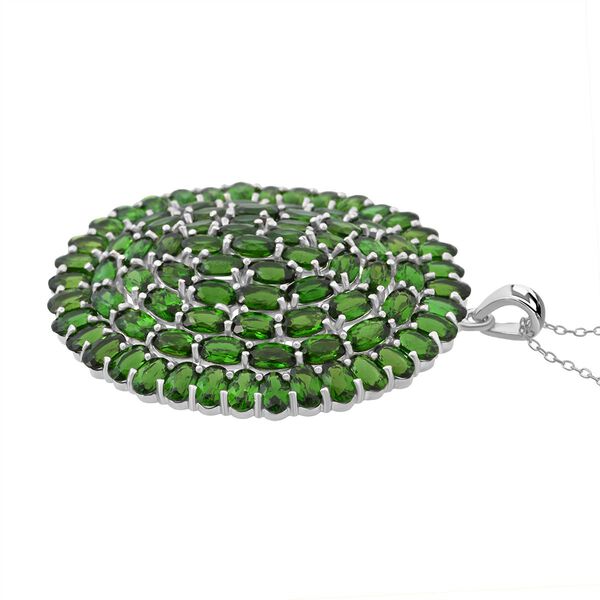 Nat&uuml;rlicher Chromdiopsid Anh&auml;nger mit Kette ca. 50 cm, 925 Silber rhodiniert ca. 21.22 ct image number 3