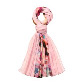 LA MAREY Seidenschal aus 100% Maulbeerseide, Grün und Rosa