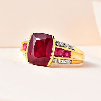 AAA Afrikanischer Rubin und Zirkon-Ring - 5,22 ct.