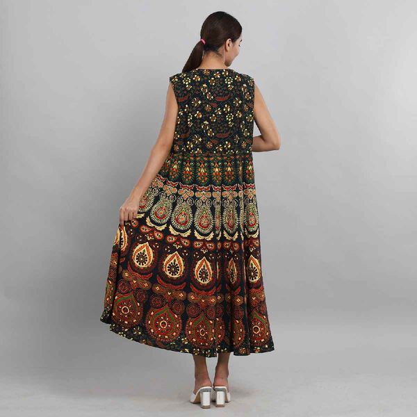 100% Baumwolle &auml;rmelloses Kleid, Mandala Muster, Einheitsgr&ouml;&szlig;e, Gr&uuml;n image number 3