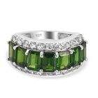 Natürlicher Chromdiopside und Zirkon Ring 925 Silber platiniert  ca. 5,09 ct image number 0