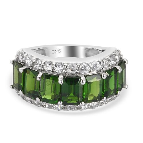 Natürlicher Chromdiopside und Zirkon Ring 925 Silber platiniert  ca. 5,09 ct image number 0