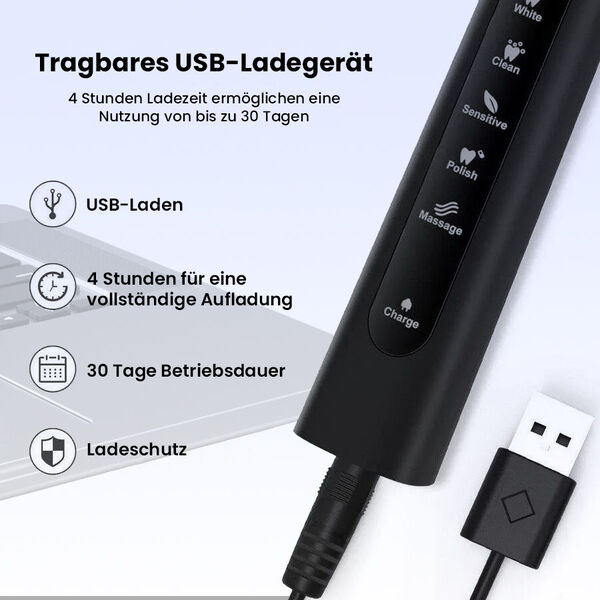 2er-Set elektrische Zahnb&uuml;rste mit 2 Reisetaschen und 8 B&uuml;rstenk&ouml;pfe, Schwarz und Rosa image number 5