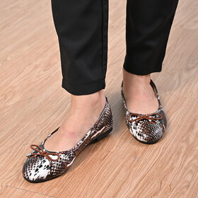 LA MAREY - Damen Ballerinas, Schlangenhautmuster, Größe 40, Schwarz und Nude