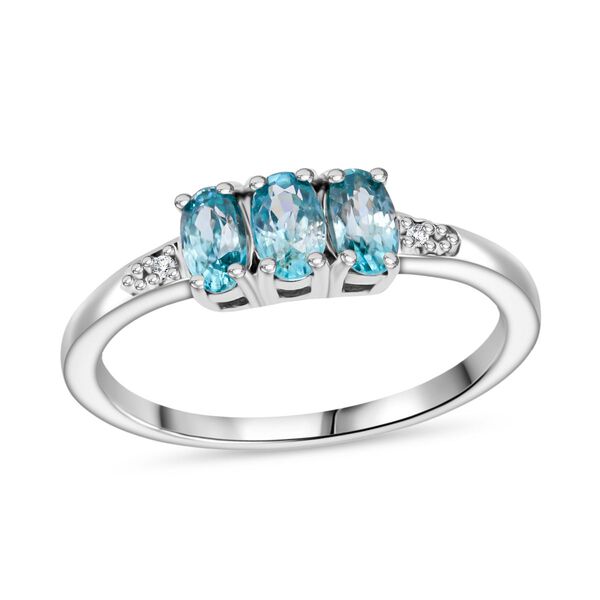 D&rsquo;joy Blauer Zirkon, Wei&szlig;er Diamant Ring 925 Silber rhodiniert (Gr&ouml;&szlig;e 19.00) ca. 1,22 ct image number 3
