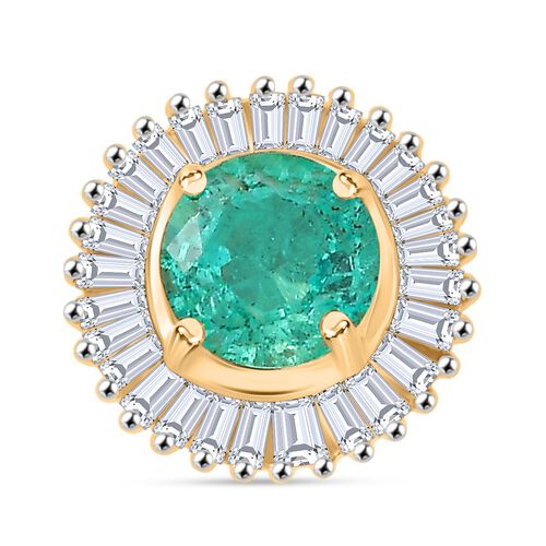 AAA Kagem Sambischer Smaragd, Weißer Diamant Anhänger 375 Gold ca. 0,62 ct. image number 0