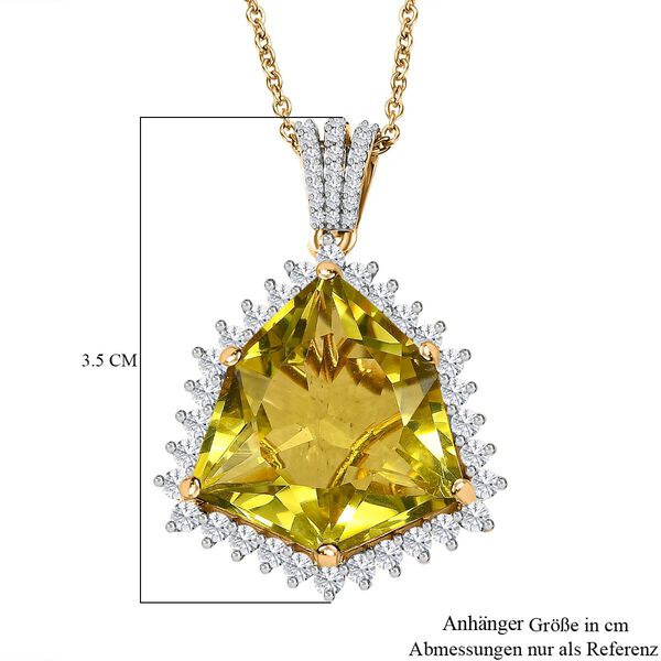 AA Ouro Verde Quarz und Zirkon Anhänger mit Kette - 22,25 ct. image number 7