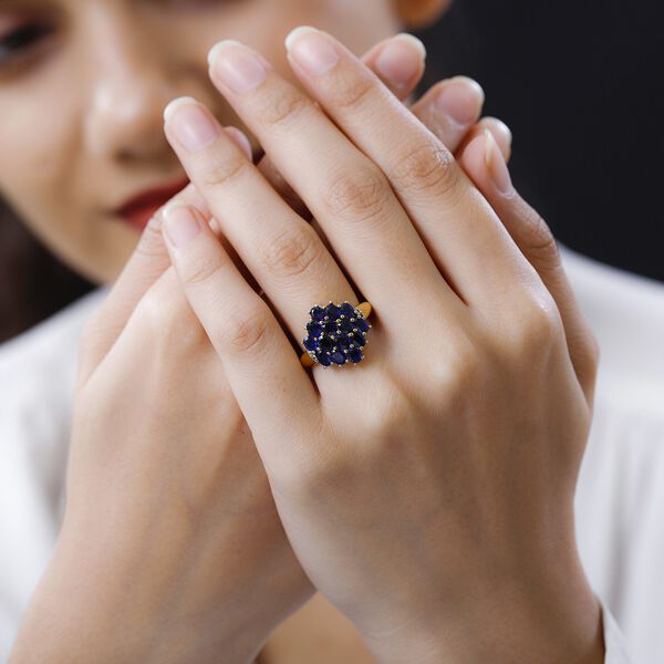 Masoala Saphir und weißer Zirkon Ring, 925 Silber vergoldet (Größe 17.00) ca. 4,02 ct image number 3