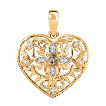 AA nat&uuml;rlicher goldener Tansanit und Moissanit Anh&auml;nger, ca. 0,34 ct.