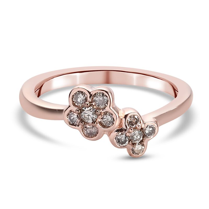 Natürlicher Champagner Bypass Ring 925 Silber Roségold Vermeil image number 0
