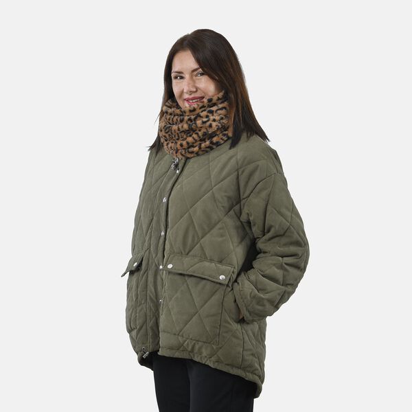 Innovativer 2 in 1 Infinity Schal und Mütze, 35x28cm, Braun Leopard image number 3