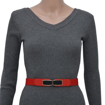 Modischer G&uuml;rtel mit Metallschnalle, Gr&ouml;&szlig;e 3x65 cm, gewebt, rot