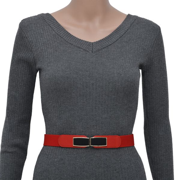 Gewebter G&uuml;rtel mit Metallschnalle, rot