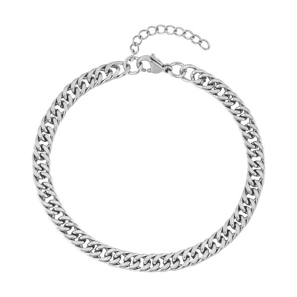 Doppelte Panzer-Armband, Edelstahl, ca. 9,00 g, ca. 19 cm, silberfarben