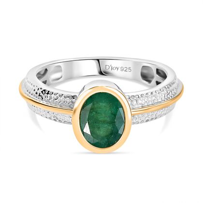 D joy AA Socoto Smaragd Ring 925 Silber platiniert und vergoldet (Gr&ouml;&szlig;e 17.00) ca. 1,18 ct