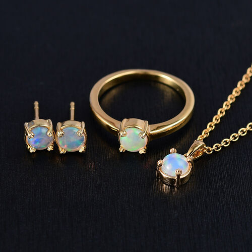 AA Natürlicher, äthiopischer Welo Opal Schmuckset (Größe 21) ca. 2,24 ct. image number 1