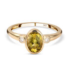 AAA Natürlicher, kanariengelber Turmalin und weißer Diamant-Ring, 585 Gelbgold (Größe 20.00) ca. 1.40 ct