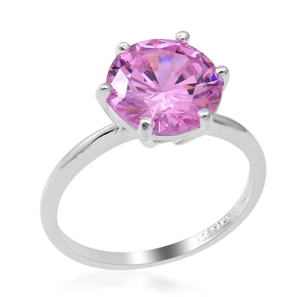 Simulierter Rosa Diamant Solit&auml;r Ring 925 Silber image number 3