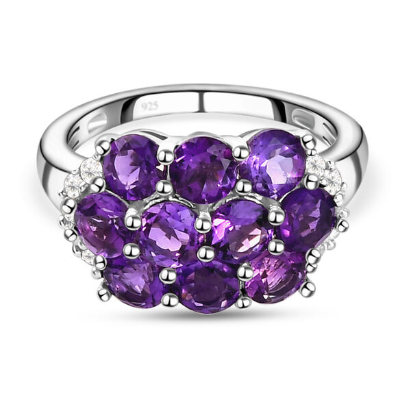 Nat&uuml;rlicher, marokkanischer Amethyst und wei&szlig;er Zirkon-Ring, 925 Silber platiniert  ca. 2,61 ct