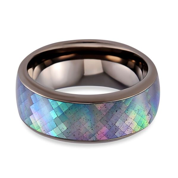 Perlmutt Ring Reiner Edelstahl, Schwarz-Plattierung (Gr&ouml;&szlig;e 18.00)