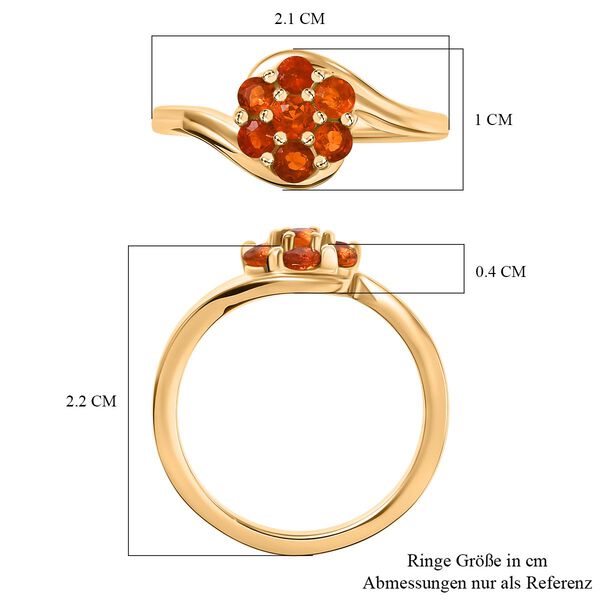 D'Joy AAA Blaze Feueropal Ring 925 Silber 750 Gelb Vergoldet (Gr&ouml;&szlig;e 20.00) ca. 0,42 ct image number 7