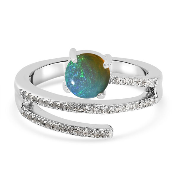 Nat&uuml;rlicher, &auml;thiopischer Opal und Zirkon-Ring - 0,89 ct.