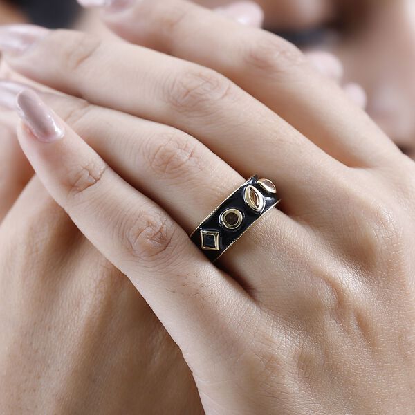 GP Art D&eacute;co Kollektion - mehrfarbiger Turmalin und Kanchanaburi blauer Saphir-Ring - 0,59 ct. image number 3